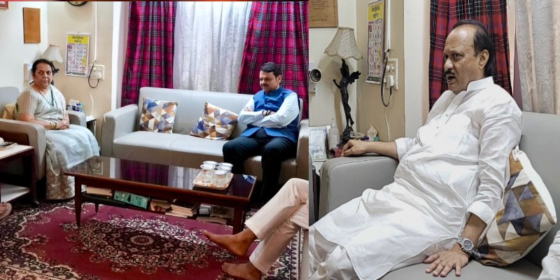 देवेंद्रजी फडणवीस आणि अजित पवार यांनी घेतली नीलम ताईंची सांत्वनपर भेट